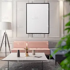 室内环境中的模型海报，一个现代设计的3D插图