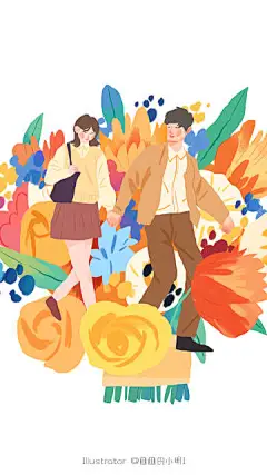 祝大家七夕快乐！我把之前的插画作品《花之恋》系列制作成了手机桌面壁纸送给大家！ ​​​​