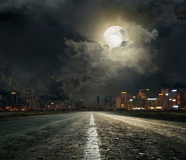 夜晚下的城市道路背景图_新图网ixint...