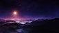 General 1920x1080 nature landscape midnight Sun mountain starry night mist