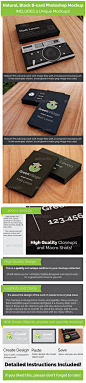 3 Black Business Card Mockups名片设计展示模板提案贴图素材-淘宝网