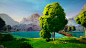 Stylized Meadows Open-World Environment, Ioana Santamarian : A lot of people pointed out the similarity to Genshin Impact. The project was started out a few months ago before I even knew about the existence of the game. I did install it a few days ago and