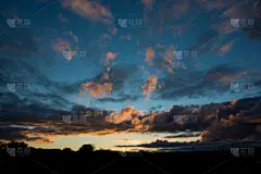 天空,夜晚,自然美,自然,贺卡,留白,水平画幅,橙色,云,无人