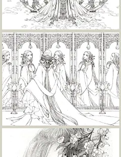 【赠海报+涂色本】正版 间花寻影+扫花寻径 古戈力画集全套2册 手绘线稿填色本半面妆插画唯美古风女人物线描集临摹绘本动漫画册书-tmall.com天猫