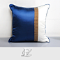 璞栎家居原创设计样板房简约现代蓝色橘色条纹拼接抱枕沙发抱枕-淘宝网
