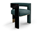 Upholstered fabric chair with armrests BROOKLYN By Porustudio