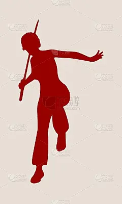 空手道武术剪影的女人与剑