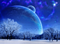 月夜星空蓝色冬季全屏海报背景-觅元素51yuansu.com png七夕情人节设计元素