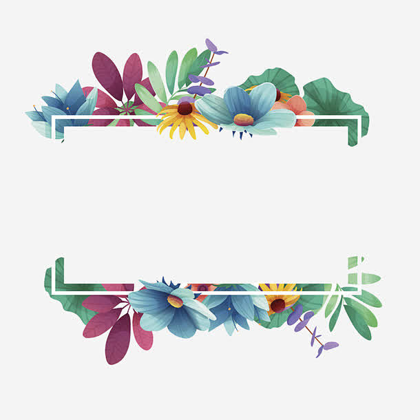 彩色清新春季花朵边框