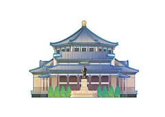 广州中山纪念堂地标彩稿插画