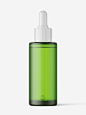 Green frosted dropper bottle mockup