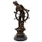 水手青铜雕塑船长船航海航海航海舵手 43cm