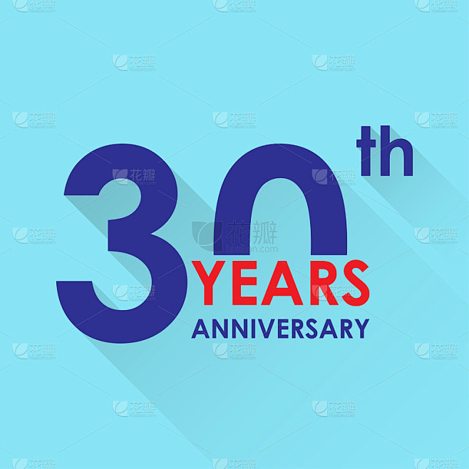 30周年纪念偶像。邀请和祝贺设计模板。平面矢量插图的30周年徽章。