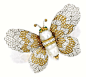 Cultured Pearl, Diamond and Emerald ‘Butterfly’ Brooch, Gianmaria Buccellati:
