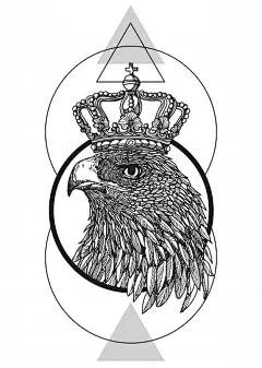 手绘老鹰皇冠手绘纹身插画矢量图设计素材