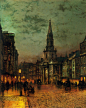 【油画】英国John Atkinson Grimshaw《黄昏与夜色》