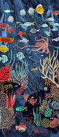 An underwater scene by artist Mouni Feddag, illustration for Scrawl Magazine #art