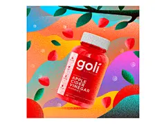 Goli-Apple Cider Vinegar 树枝五颜六色的浆果设计数字艺术粒状软糖插图插画家叶子包装 photoshop 社交媒体帖子矢量