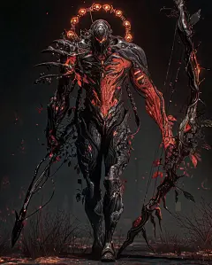 这可能包含：黑暗中手持弓箭的恶魔般的男人