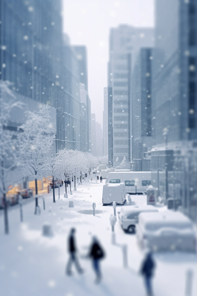 冬天城镇街道雪景下的城市摄影图片图片_摄影图片素材-花瓣网