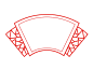 红色古风边框中国风古典边框镂空扇形边框PNG素材