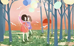 #插画#  | 作者：@瓶子·Penny

我希望你们的身边都能有一个很要好的闺蜜，那个想和你做彼此心事的靠山，想和你永远好奇又贪玩。
愿意让你看到她的欢笑，她的孩子气，她的小毛病，向你打开她的世界。
你有更多的美好想要和她一起去经历，
彼此心怀浪漫宇宙，也珍惜人间日常。 ​​​​