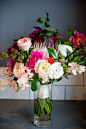 Modern geometric texas wedding | Photo by: Cory Ryan via 100 Layer Cake | Flowers by: Posey Floral #bouquet #pink #roses: 