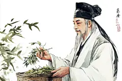 中医养生水墨风人物插画
