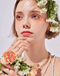 People 1080x1350 women model looking away face flowers plants studio women indoors flower in hair portrait