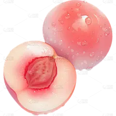 果蔬系列有水珠桃子插画通用元素素材