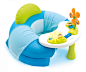 COTOONS COSY SEAT ASST : A very comfortable seat for babies who want to be sat. 

Table with many awakening functions: sounds and lights area with Zoom playing hide and seek with baby, turning flower, roller, little book. 

Inflatable seat with a fabric c