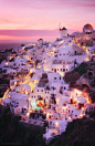 Good night to the village of Oia in Santorini, Greece