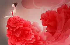 牡丹花插画_360图片