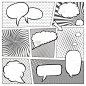 漫画页模板与半色调效果和讲话气泡。波普艺术风格的背景。矢量插图在黑色和白色。单色