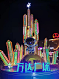 商业综合体户外广场亮化景观大型发光艺术装置定制工厂铭星厂家专注商业-地产-文旅-灯光美陈装置工程 
