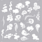 烟、 云、 雾和蒸汽卡通矢量插画的一套。白烟平图标分离为游戏，广告.