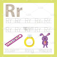 插画的R练习A-Z卡通词汇
