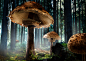 蘑菇-大自然背景-森林
