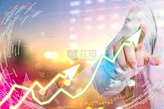 在抽象模糊图片上显示交易图，业务图和投资期货市场的交易监测，应用程序界面是交易股票，货币。股票经纪人