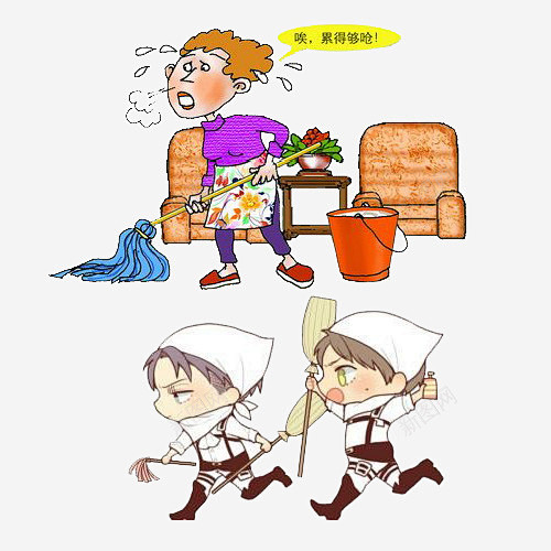 卡通人物大扫除 页面网页 平面电商 创意...