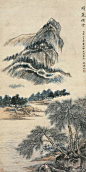 #国画山水# 吴湖凡(1894~1968) 作品欣赏，他曾任上海大学美术学院副教授等职 ​​​​