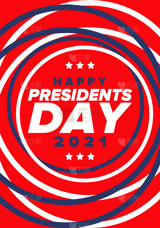 美国总统日快乐。华盛顿的生日。美国的联邦假日。2月庆祝。爱国的美国元素。海报、横幅和背景。矢量图