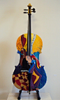 Painted cello with jazzy artwork by JuleezGallery on etsy, only one available $1150