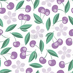 可爱的樱桃无缝图案。