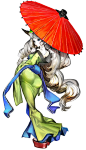[Wii平台] ARPG角色扮演游戏《胧村正:妖刀传》的角色原画，风格色彩都略独特,男主角鬼助=正太，女主角百姬=乳贫萝莉，画风色彩绚丽，浓厚的和式气息。