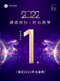 企业商务2022年会蓝金光效倒计时海报数字1