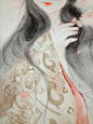 相遇-蜜多_人物，水彩，手绘，美女，花_涂鸦王国插画