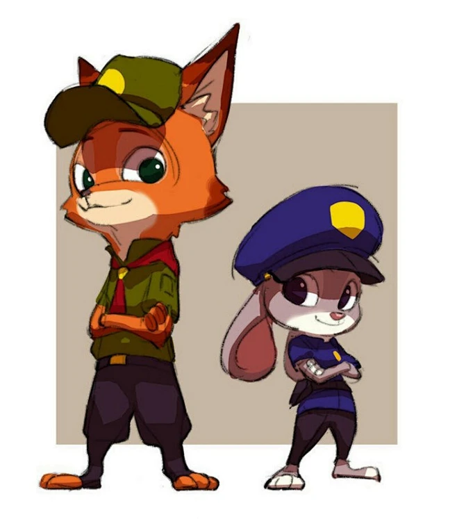 zootopia 疯狂动物城～ 狐兔cp 狐尼克＆兔朱迪 兔子 狐狸图片_风格参考图片素材-花瓣网
