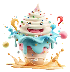 水溅-彩色卡通冰淇淋甜筒与表达