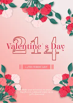 粉色花卉情人节海报设计